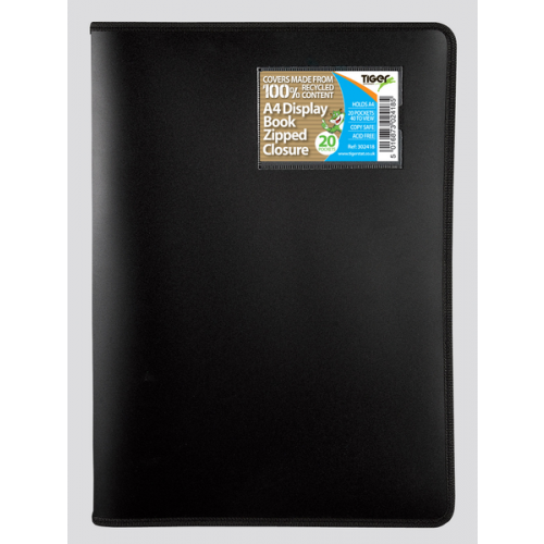 Tiger Stationery A4 Zipped Display Book